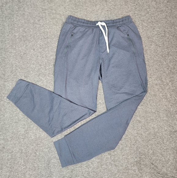 Vuori Ponto Performance Mens Jogger Pants Size L Blue Zinc Heather Zip Pocket - Picture 1 of 13